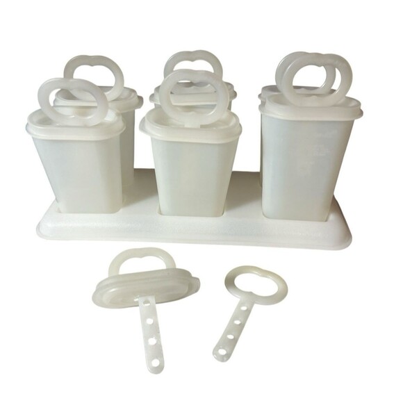 Set Of 6 Vintage Tupperware Frozen Popsicle Molds With Holder 8 sticks 7 Tops - Picture 1 of 2